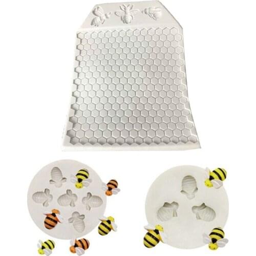 Honey Bee Shaped Silicone Moulds Cupcake Candy Fondants Molds Soap Silicone Bakeware Chocolate Cake Decorations 3 Styles
