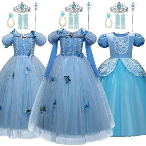 Girls Cosplay Princess Costume For Kids Halloween Cinderella Fancy Dress Up Children Christmas Carnival Party Clothes Disguise