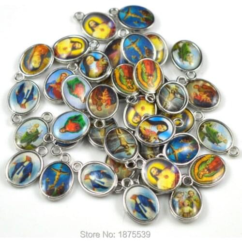 Fashion small religious pendant with colorful catholic holy figure like Jesus