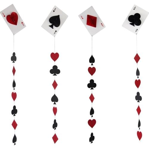 Set of 4 Playing Card Paper Garland - Casino Night - Poker Night - Diamonds Hearts Clubs Spades Photo Backdrop