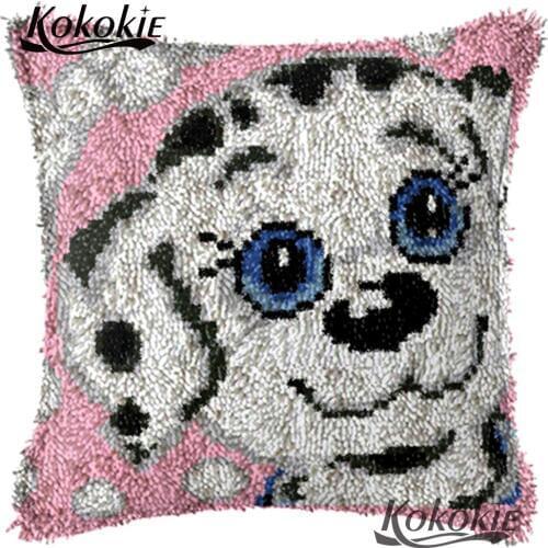 Latch hook rug pillow kits counted cross stitch kits for embroidery needlework dog pattern Patchwork Pillowcase embriodered mats