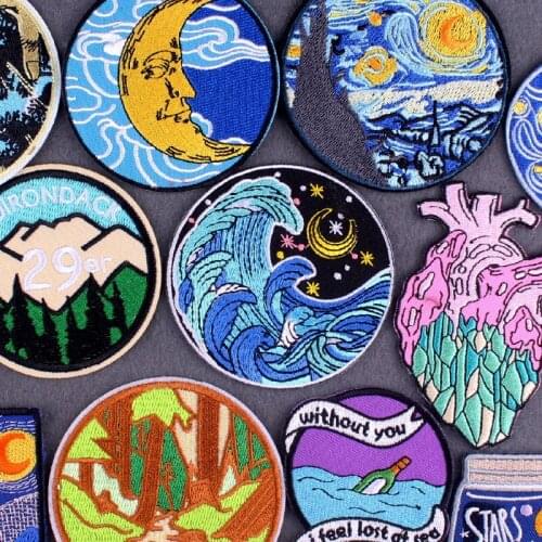 Sea Wave Patch Embroidered Patches For Clothing Mountain Camping Patch Iron On Patches On Clothes DIY Adventure Clothes Patches