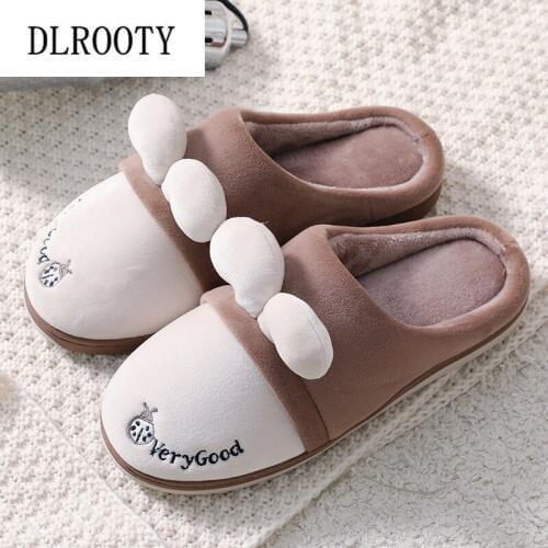 Men Slippers New Winter Warm Short Plush Fashion Cute Indoor Flip Flop Platform Silent Non-slip Shoes Male Slides Flat Casual