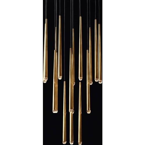 Nordic Bedside Personality Creative Light Luxury Bedroom Bar Golden Staircase Aisle Front Desk Long Tapered Chandelier Lamps