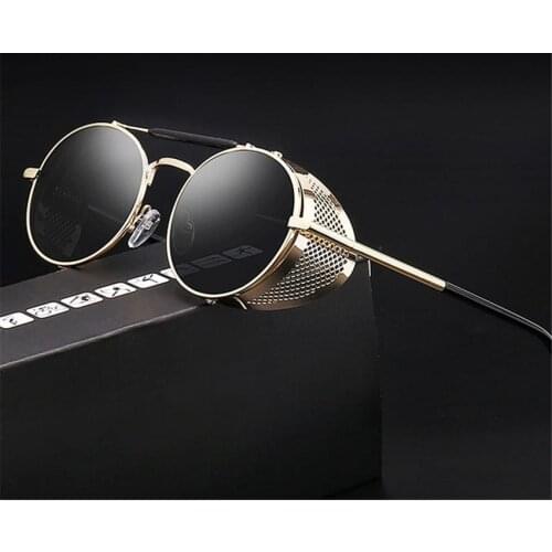 2020 Retro Steampunk Sunglasses Round Designer Steam Punk Metal Shields Sunglasses Men Women UV400 Gafas de Sol