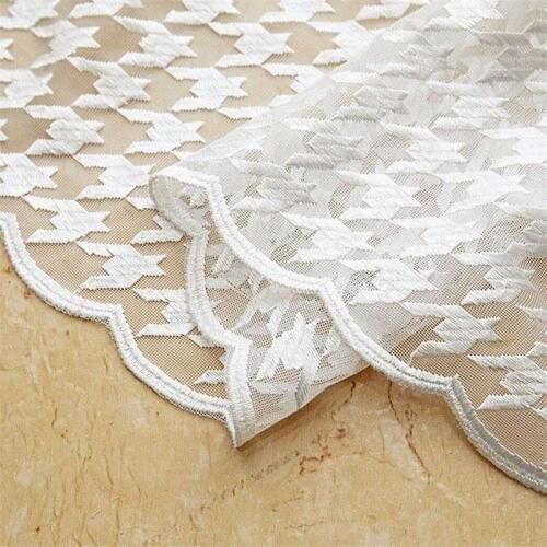 Modern Houndstooth white embroidery tulle curtains sheer for bedroom living room Window screen curtain yarn