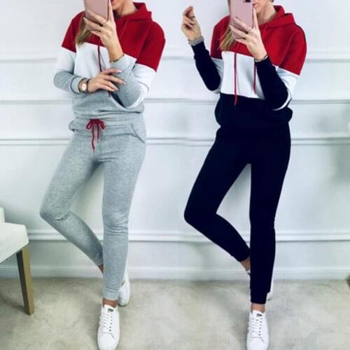 Sports Women Two-piece Tracksuits Color Block Long Sleeve Hoodies Pants Set Two-piece Tracksuits Color Block Long Sleeve Hoodie
