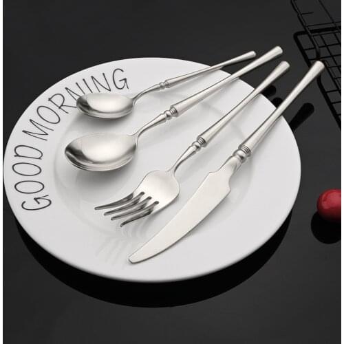 4/5 Pcs Royal Luxury 304 Stainless Steel Western Dinnerware Elegant Mate Silver Flatware Cutlery Tableware for Kitchen Hotel