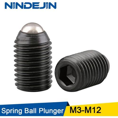 NINDEJIN 2-15pcs Hex Hexagon Socket Ball Point Set Screw Carbon Steel M2/M3/M4/M5/M8/M10/M12 Spring Ball Plunger Set Screw