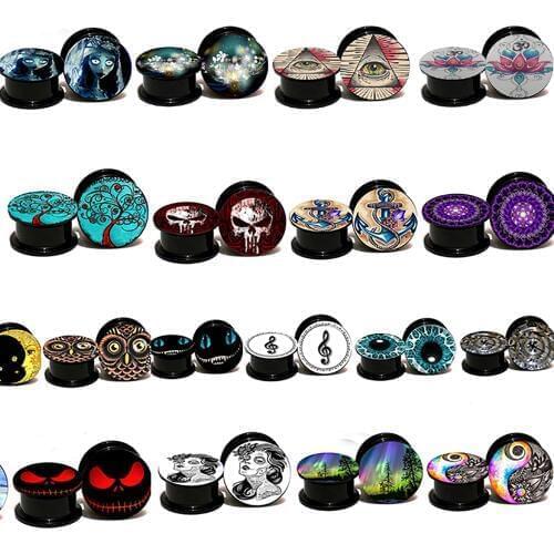 Fanpeijy Acrylic Ear Plugs Tunnels Gauges Stretcher Piercings 00 Gauges Earrings Plug Screw Stretching Kit Flesh Tunnel cuff