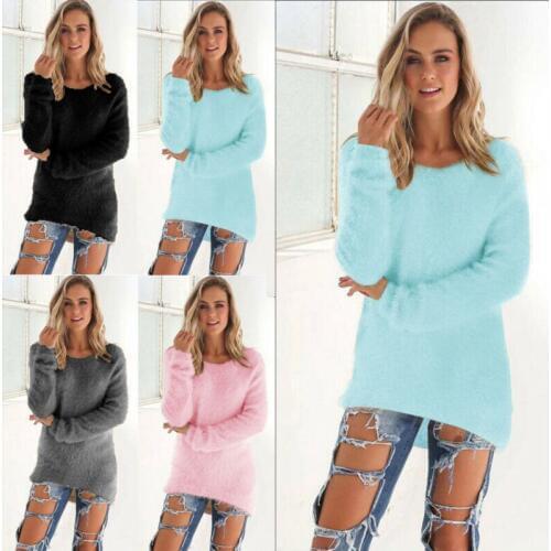 Women Long Sleeve Fleece Bottoming Shirt Loose Winter Warm Sweater Pullover UK