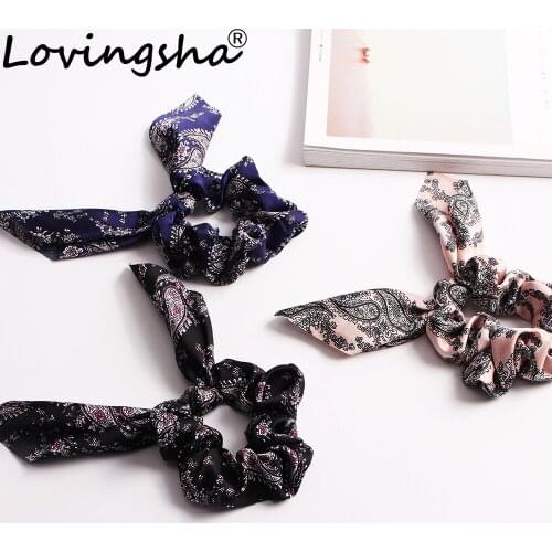 LOVINGSHA Bow Hair Accessories For Ladies Women Hair Tie Girl Scrunchies Ponytail Hair Female Holder Rope FC207