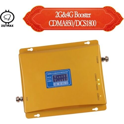 ZQTMAX 2G 3G 4G Mobile Signal Amplifier 850 1800 LTE cellular signal Booster CDMA DCS Dual Band (3+5) 70dB
