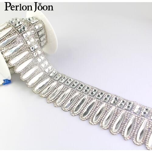 1 yard 5cm width hot fix rhinestone glass style webbing wing rhinestone tape iron on shoes bag clothing accessories TR013