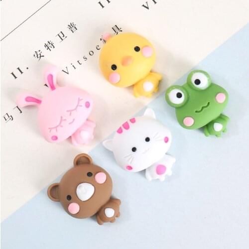 10Pcs/lot Kawaii Animals Flat back Resin Cabochon Rabbit Bear Frog Characters Fit Phone Deco Parts DIY Scrapbooking Accessories