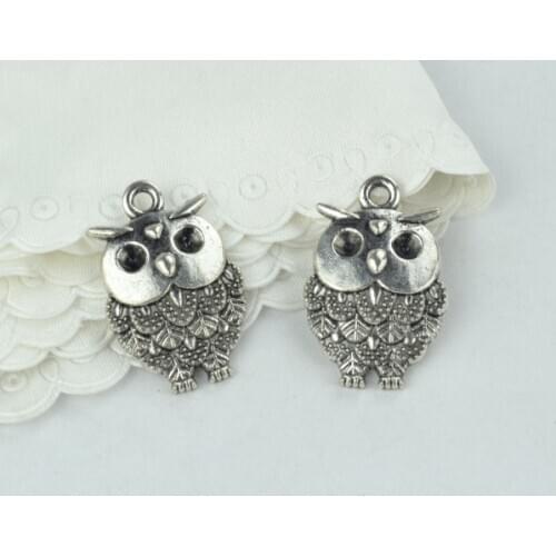 10pcs alloy Tibetan Silver Plated owl Charms Pendants for Jewelry Making DIY Handmade Craft 28*19mm D130
