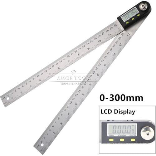 12"/300mm Digital Protractor Goniometer Inclinometer Angle Finder LCD Scale Protractor Ruler Angle Square Measuring Tools