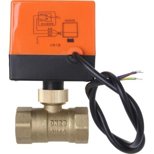 2020 New Electric Motorized Brass Ball Valve DN20 AC 220V 2 Way 3-Wire with Actuator Drop Ship Support
