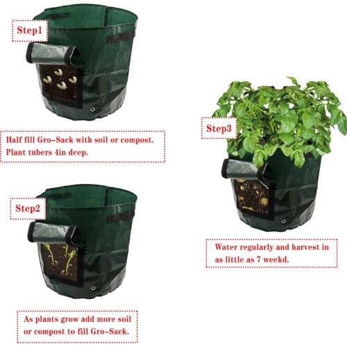 4pcs Garden Vegetables Potato Grow Bags with Flap Outdoor/Indoor Sturdy Bags