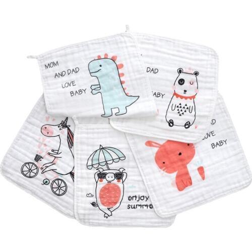 5PCS/LOT Baby Wipes Muslin Cloth Squares Handkerchief Soft Cotton Baby Washcloth Super Cute Kids Face Towel Baby Newborn