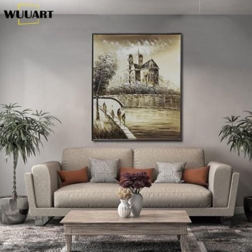 Abstract oil painting handmade on canvas city streetscape living room wall paintings room bedroom decorative paintings no framed