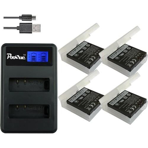 4Pcs 1400mAh 3.85V Battery AZ16-1 + LED USB Dual Charger for Xiaomi Yi 2 4K Battery Original Xiao Mi Yi Lite Action Cameras