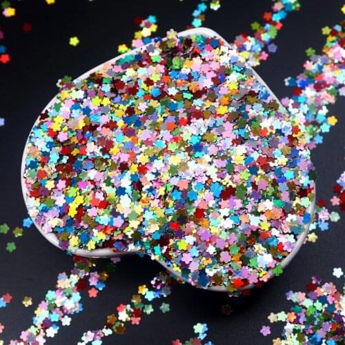 Nail Sequin 3mm Plum Blossom Flower Nail Art Glitter Sequin Eo-Friendly PET 3D Colorful Slice Paillettes DIY Nail Art Decoration