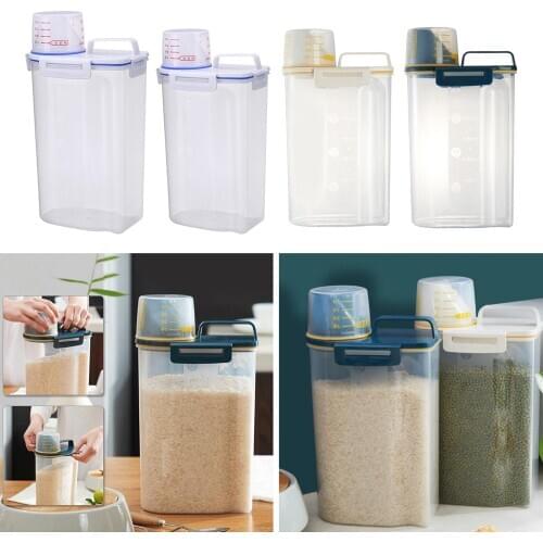 Large Cereal Dispenser Rice Storage Plastic Container Kitchen Food Box Airtight Cereal Containters Locks Labels Pantry Kitchen