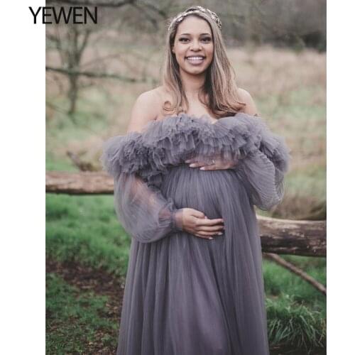 Off Shoulder Evening Dresses Long Plus Size Sexy Photography Tulle Prom Dress 2021 YeWen Party Gown