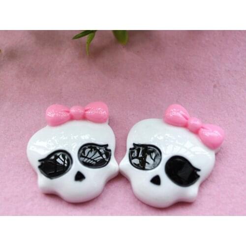 For DIY Decoration 30pcs Mixed 26*24mm Very Cute Flat Back Resin Cabochon Skull