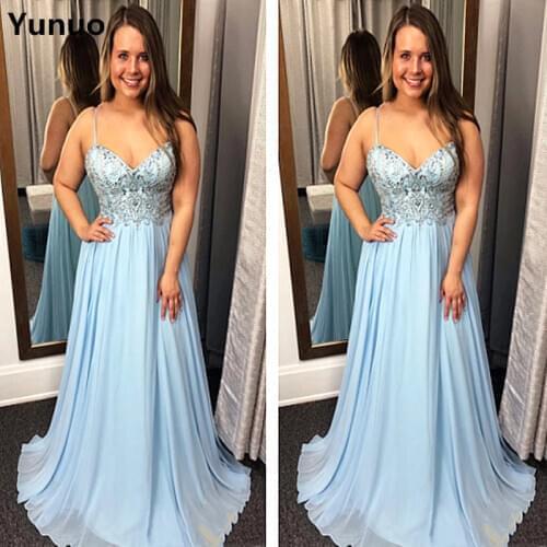 Elengant Chiffon Prom Dresses Beading Spaghetti Straps Sweetheart Evening Gowns Long Formal Floor Length Vestido De Festa