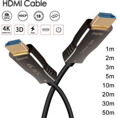 HDMI to HDMI 2.0 4K 3D HDMI Cable for PS4 Apple TV 1m/2m/3m/5m/10m/20m/30m/50 Splitter Switch Box Extender Video Optical Fiber