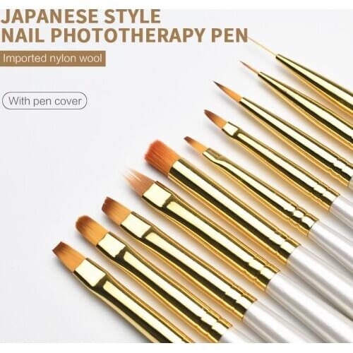 Nail Tools Stroke Flower Painted Drawing Brush Smudge Nails Art Expand Nail Brush White Handle Gradient Painting Pen TSLM1