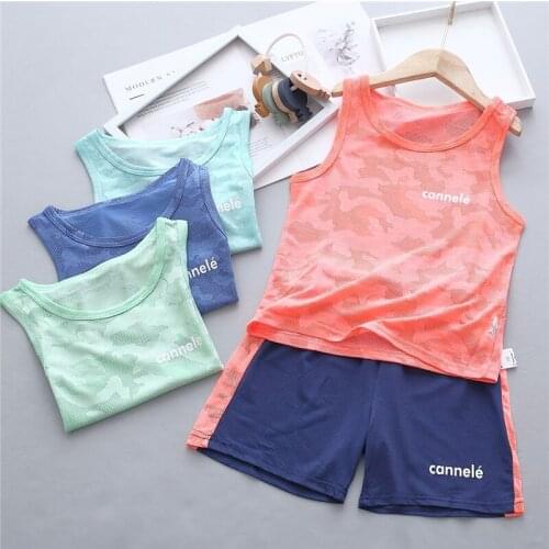 Children Clothing Set Summer Sports For Boy Girl Casual Kids Shorts Vest Breathable Thin Childrens Suit Teen Students Outfit