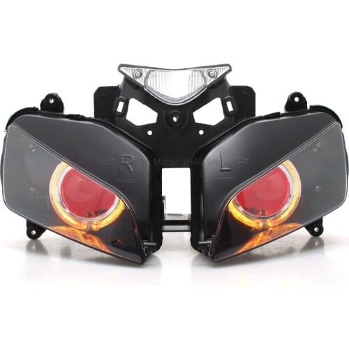 Motorcycle Modified Assembled HID Projector Conversion Headlight Amber Angel Eyes Red Demon Eyes For Honda CBR 1000RR 04-07