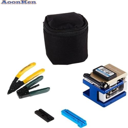 FTTH Fiber Optic Splice Tool Kit Fiber Cutter Optical Fiber Cleaver Cutter Tool Kit FC-6S Cutting Fiber knife +bag + CFS-2