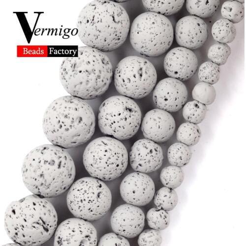 Natural Minerals Stone Gray Hematite Lava Round Beads For Jewelry Making Spacer Loose Beads 4 6 8 10mm Diy Bracelet Necklace 15"