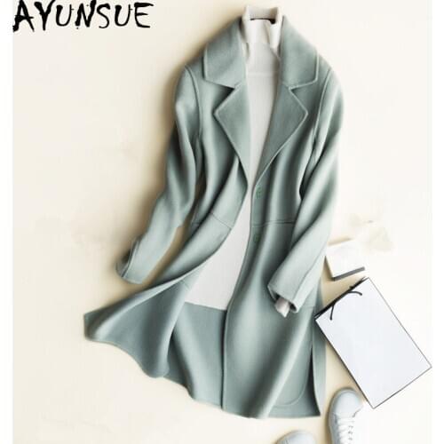 AYUNSUE 2020 Korean 100% Wool Coat Female Spring Double-sided Cashmere Jacket Women Outerwear Winter Coats Woman abrigos CS1666