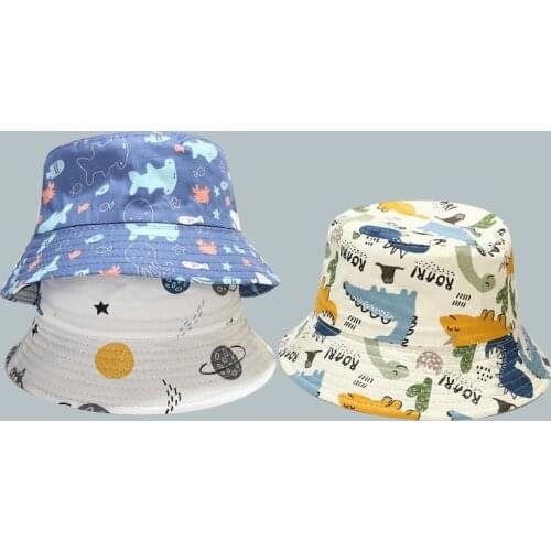 New Cute Cartoon Pattern Baby Bucket Hat Children Spring And Summer Outdoor Sun Hat 52cm Basin Hat For Girls Boys