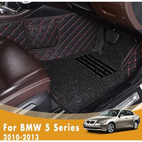 RHD Car Floor Mats For BMW 5 Series 2013 2012 2011 2010 Double Layer Wire Loop Custom Auto Foot Pads Automobile Carpet Covers