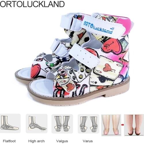 Children Sandals Summer for Boys with Fashion Cute Pattern Orthodepic Shoe with Arch Support Insoles For Children Girls Flatfoot