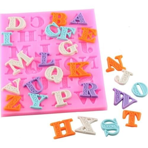 Letters Cake Border Silicone Molds Cupcake Topper Fondant Mold Baby Birthday Cake Decorating Tools Cookie Baking Chocolate Mould