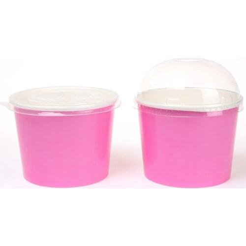 50 sets Net red pink disposable ice cream cup thick 16oz 500ml paper cups packaging fruit salad bowl party dessert cups with lid