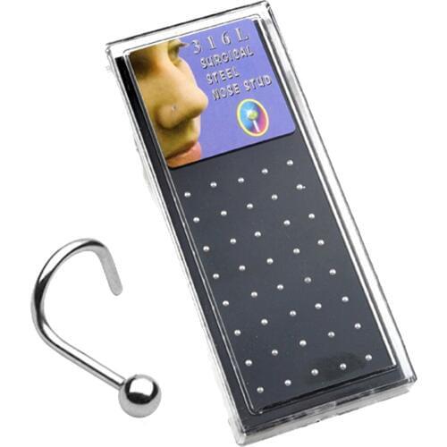 40pcs/box Steel Ball Nose Screw Ring Piercing Body Jewelry Stud 20g