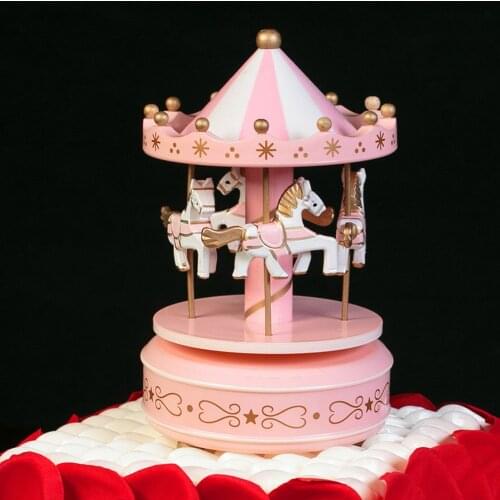 Wooden Merry-go-round music boxes Music baby room decoration Gifts Unisex Christmas Horse Carousel Box home decor WF916