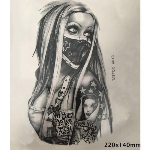 Temporary Tattoo Sticker Cool Men Fashion Punk Skull Pattern Tattoo Arm Body Art Large Fake Sleeve Shoulder Tatto