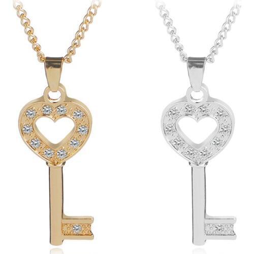 Fooderwerk Jewelry Trendy Gold and Sliver Link Chain with Key Pendant Necklaces for Young Men and Women Wedding Jewelry