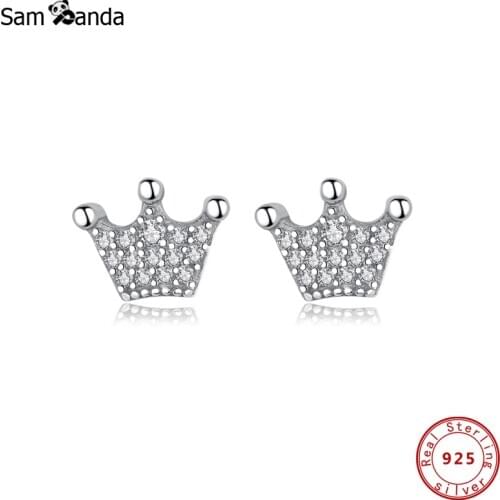 Earrings 925 Sterling Silver Stud Earings For Women Rose Gold Color Crystal Earing Crown Earring Luxury Brand Fashion Jewelry