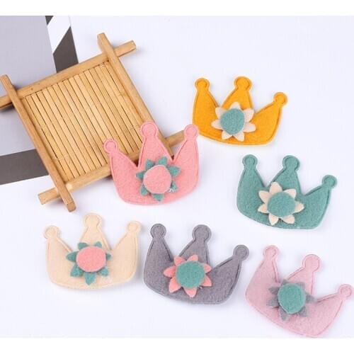 10 Cartoon Cloth Arts Crown Bear Candy Appliques DIY Decoration Card Wedding Kids Birthday Party Candy Gift Accessories