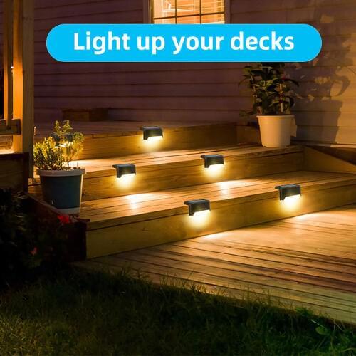 4/8/12/16Pcs Outdoor Solar Deck Lights Solar Step Lights Creative Waterproof IP65 Mpow Solar Lights for Stairs Steps Yard Garden